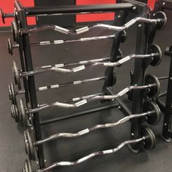 Weighted Barbells - straight, curl + A-Frame Rack