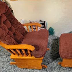 Glider Rocking Chair  And Matching Gliding Foot Stool