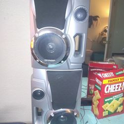 Sharp CP-BA200 Speakers Pair with Integrated Subwoofers Bi-wired 6ohm 200 Watts