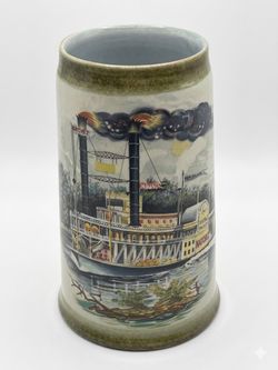 Vintage 1977 Marzi Und Remy Stoneware Stein Tankard #55949 Steamship Mug