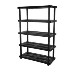HDX 5 Tier Plastic Adjustable Garage Storage Shelving Unit in Black (48 in. W x 75 in. H x 20 in. D)