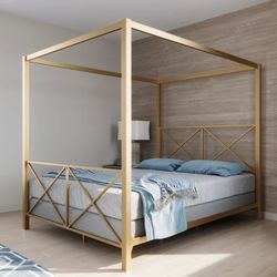 Queen Canopy Gold Bed Frame 