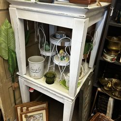 Set of 2 Large Shabby Chic Vintage End Tables 