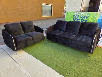 Brand New Sofa & Love Seat Black Velvet $499