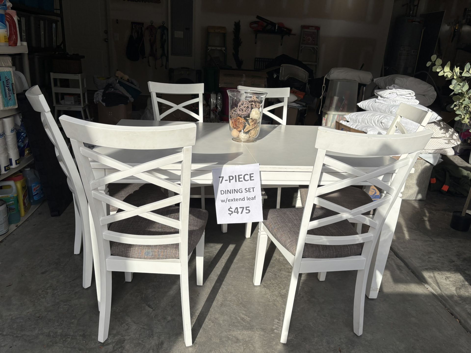 7-piece White Dining Set 