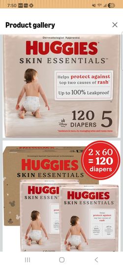Huggies Size 5 Diapers, Skin Essentials Baby Diapers