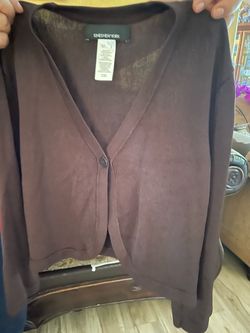 Jones New York Brown Knit Cardigan