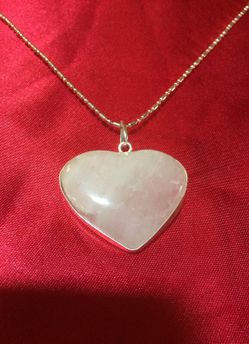 Rose quartz pendant with sterling silver chain