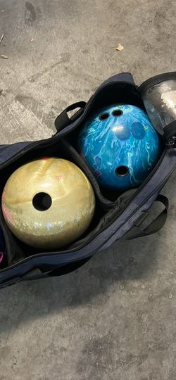 Bowling balls and bag
