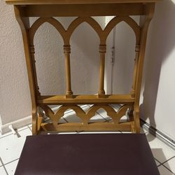 Robert Smith Gothic Oak Padded Prayer Kneeler 31” Tall Church Pray Kneel Pew OBO