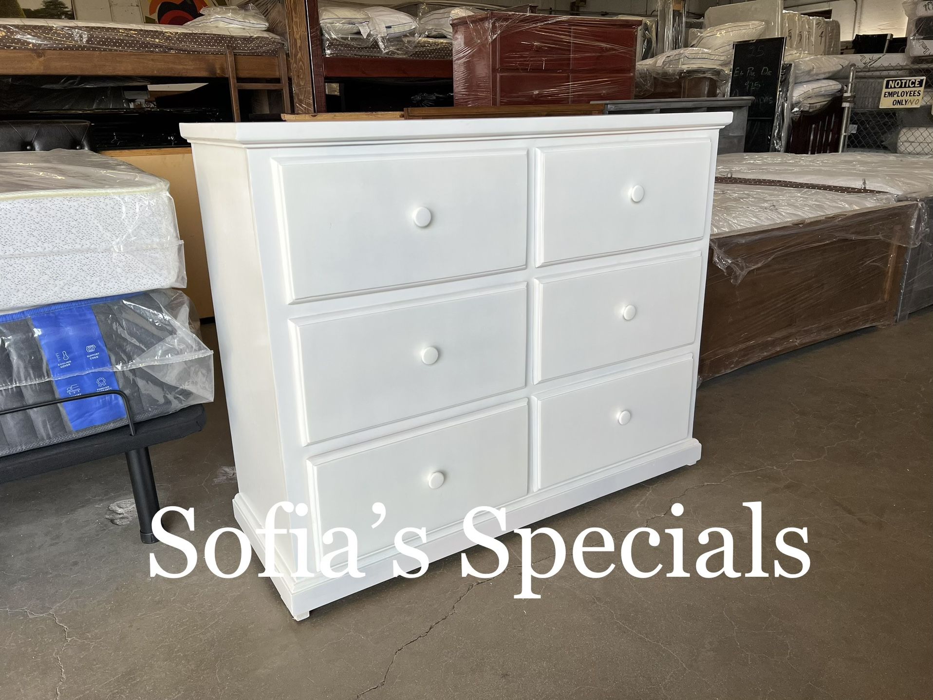 Solid Wood White Dresser 48” Wide 