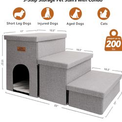 Dog Stairs With Cat Bed And Storage