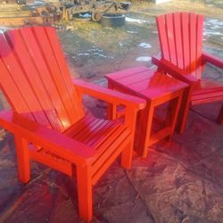 Barely Used Two Adirondack Style Chairs And Tables