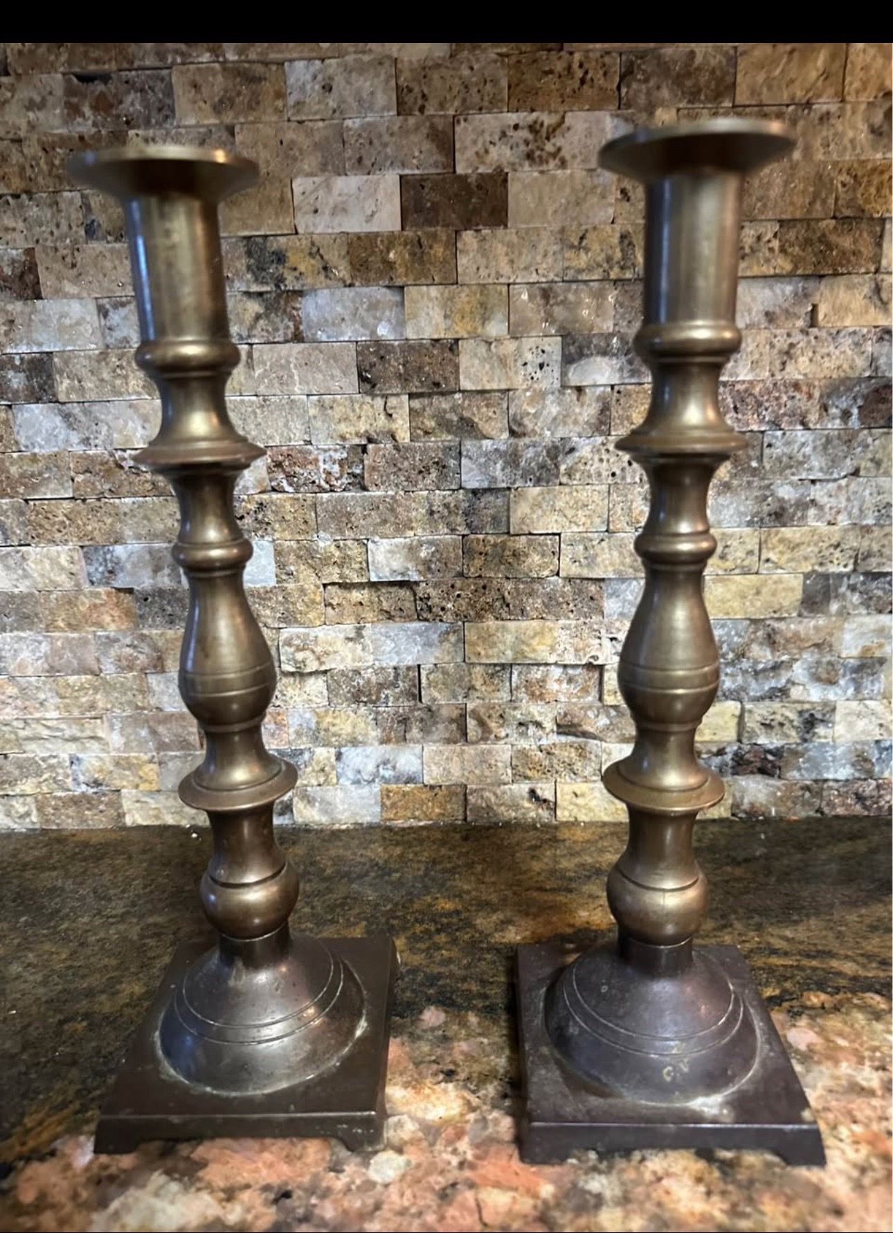 Brass candleholders