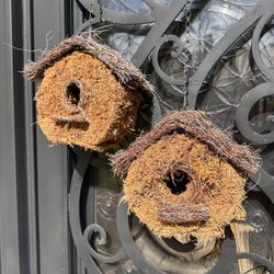 Pair of Rustic Moss Hanging Birdhouses – Garden & Patio Decor