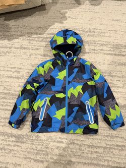 Lassie Reima Kids Jacket Size 120 Blue Green Geometric Fleece Lined