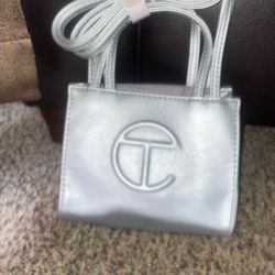 Small Silver  Telfar Bag 