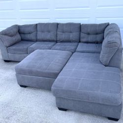 Gray Sectional Sofa Free Delivery Couch Ottoman 