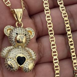 Cute Black Pendant With 20 Inch Gold Filled Mariner Necklace