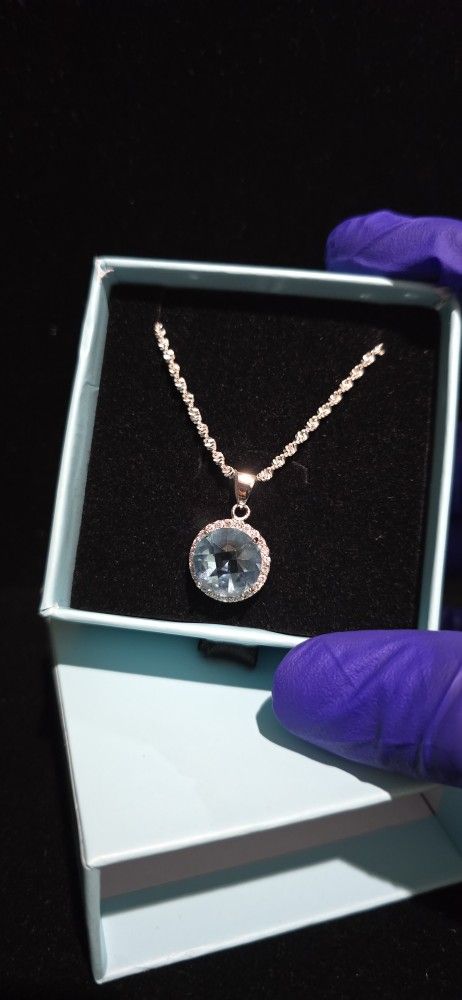 Premium Aquamarine Swarovski Crystal pendant combo