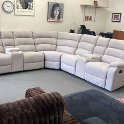 New 116x116 Fabric Recliner Sectional Couch / Free Delivery 