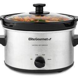 BRAND NEW IN BOX Elite Gourmet MST-275XS Electric Oval Slow Cooker, Adjustable Temp, Entrees, Sauces, Stews & Dips, Dishwasher Safe Glass Lid & Crock 