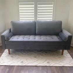 Unused 70in Velvet Gray Sofa