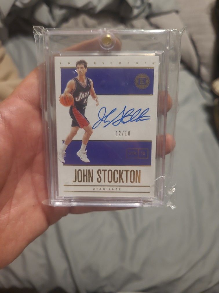 John Stockton 2/10 On Card Auto