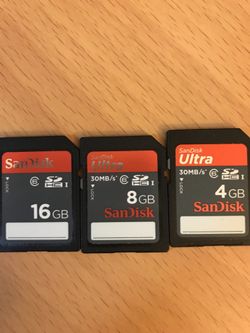 Sd card 16gb/8gb/4gb (used)(3for$15)(3x4gbfor$10)