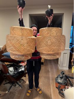 Large Handwoven Rattan Pendant Light