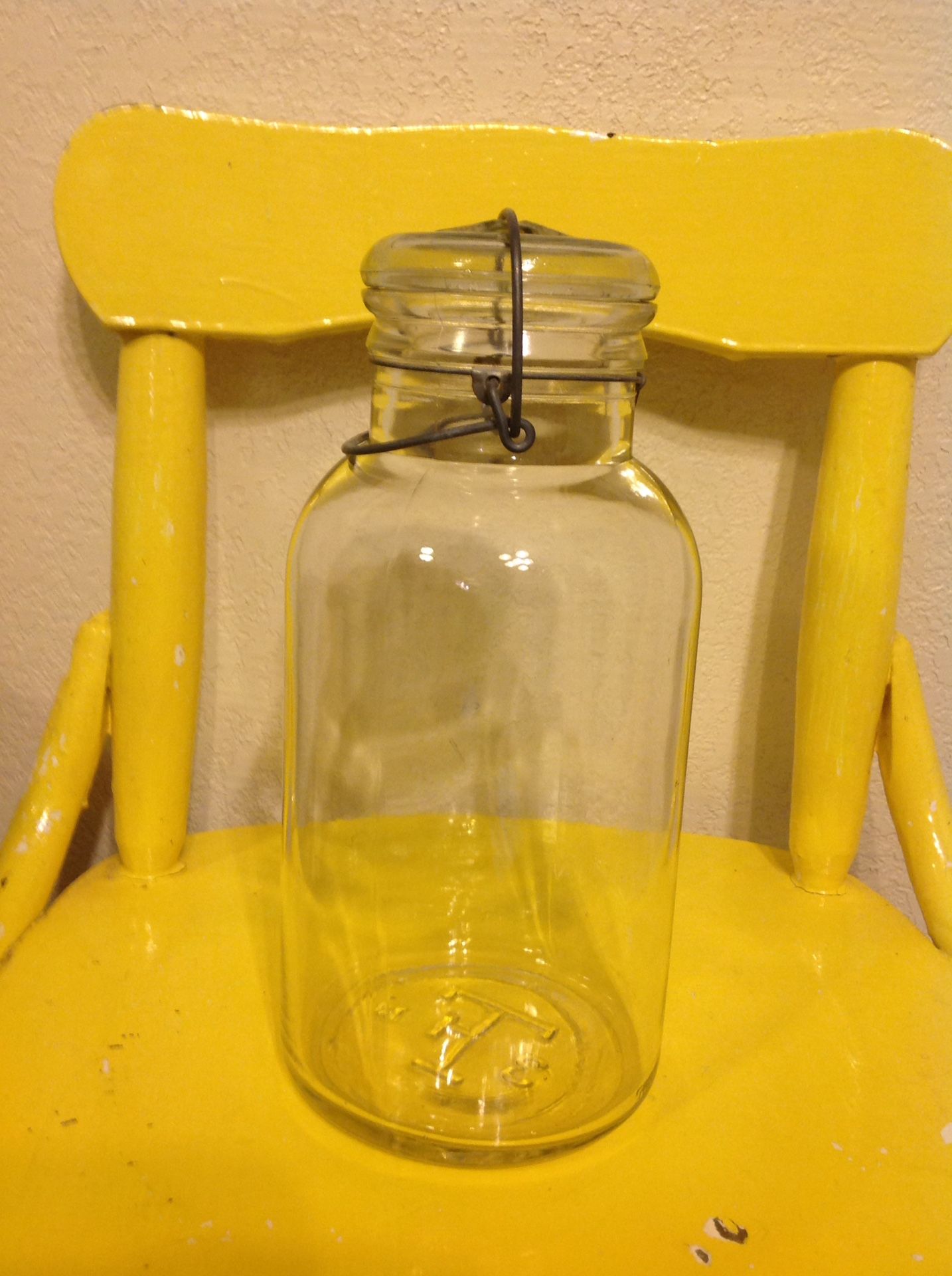 Vintage Half Gallon Wire Side Mason Jar, TF, Hazel Altas, 1910-1930