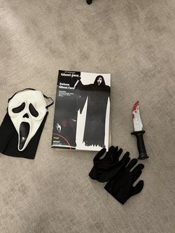Ghost Face Halloween Costume - Adult One Size.  Worn Once.