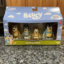 Bluey and Family Figurines 4 Pack EXPRESSIONS .  Brand new never opened.  Smoke free home