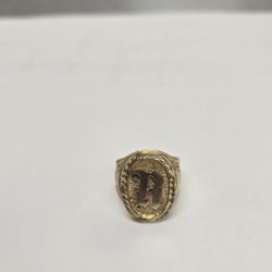 14k Gold  Mens Ring Initial 'R" Size 9.5