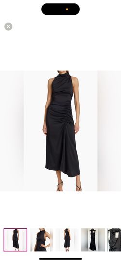 A.L.C NWT Inez Satin Ruched Mock Neck Midi dress in Black