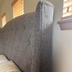 Taupe Bed Frame with King Size Mattress - both from JR Furniture, light use, from a smoke free home.