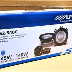 Alpine S Series Car Speakers 1 Set 4" Component Speaker System 140 Watts S2-S40C 🚨 Payment Options Available 🚨 No Credit Needed 🚨 