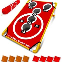 SWOOC Games - Coney Island Toss™ - Arcade Style Cornhole Board Set w/Carrying Case & 15+ Games - Corn Hole Games for Adults - Kids Bean Bag Toss Game 