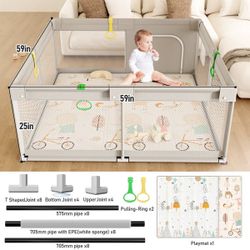 Baby Platpen With Mat, 59 X 59 inches