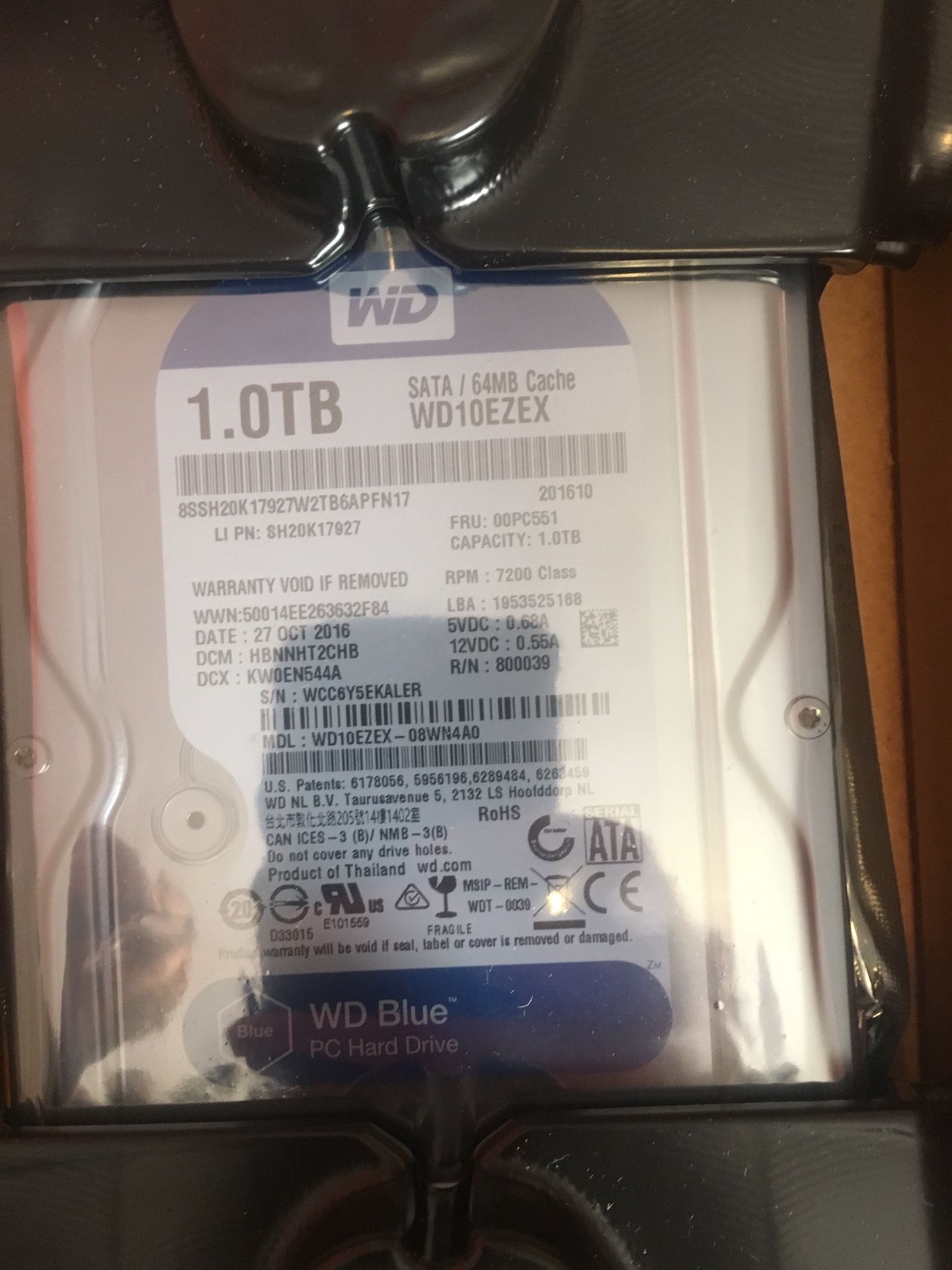 WD Blue 1 TB PC Hard Drive - Brand New, Never Opened