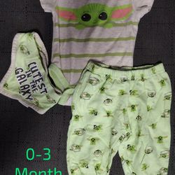 0-3 Month Yoda Outfit 3 Piece