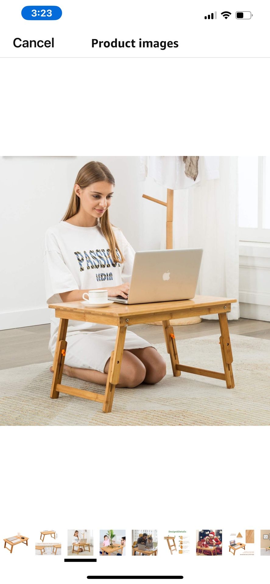 Large Size Laptop Tray Desk Nnewvante 25.6x17.7in Bamboo Floor Desk Low Table Bed Tray Table,Foldable Adjustable Study Writing Gaming Breakfast Servin