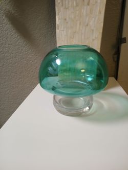 Green & clear mushroom shaped Votive