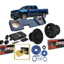 SILVERADO OR SIERRA EXTENDED CAB 2014-2018 BASS AND VOICE PACKAGE KICKER INSTALLED