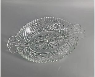 Crystal Divided Relish Dish Oval Clear Glass