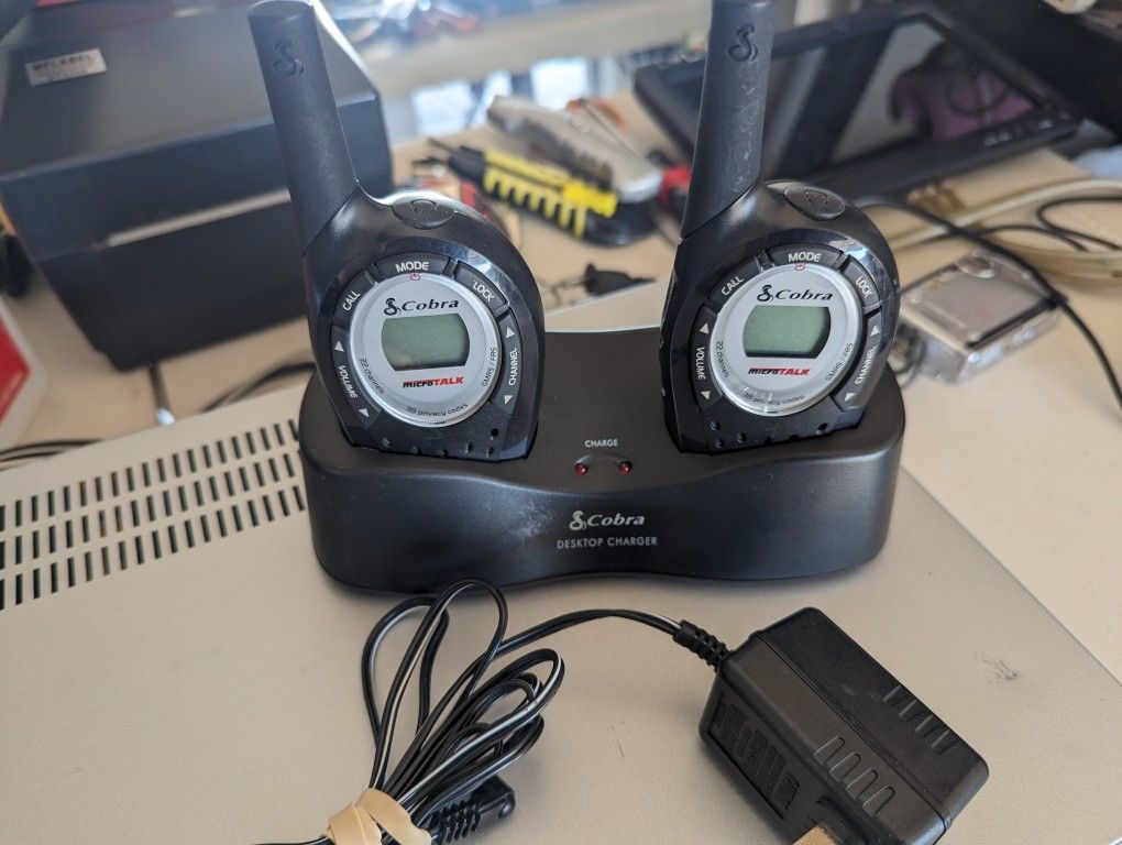 Pair Of Cobra PR 590 WX Two-Way Radio Model MicroTalk Walkie Talkies