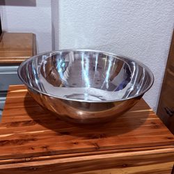 Large 16.5” Stainless Steel Mixing Bowl • Vintage Korea