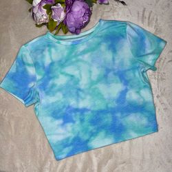 NEW Wild Fable Blue Green Tie Dye Crop Top - Women’s
