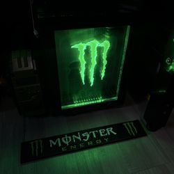 Monster Mini-fridge and bar mat