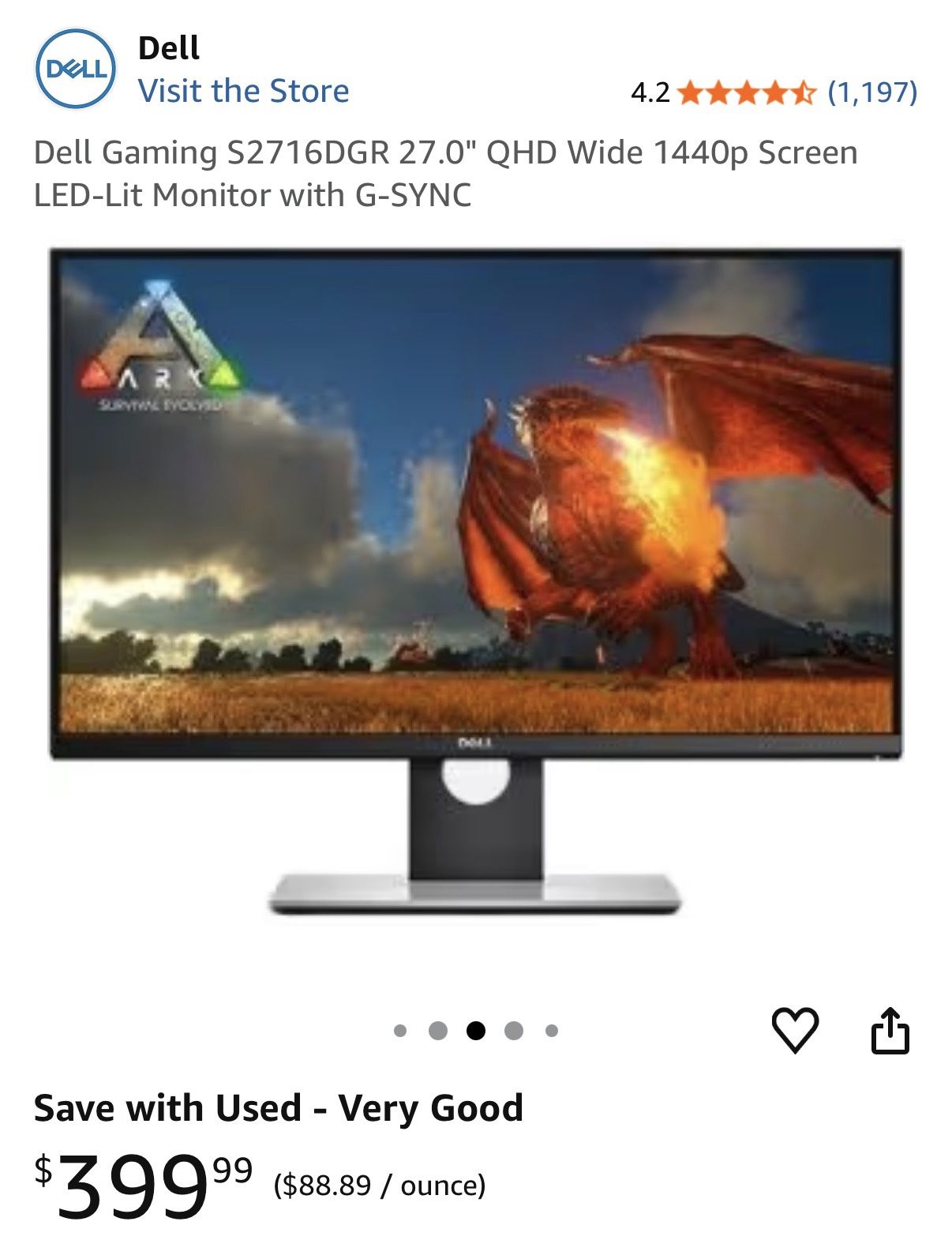 Dell 27 Computer Monitor 